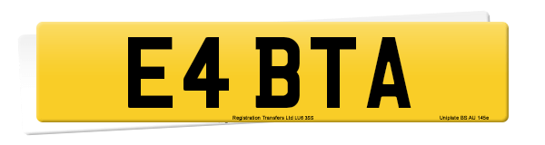 Registration number E4 BTA